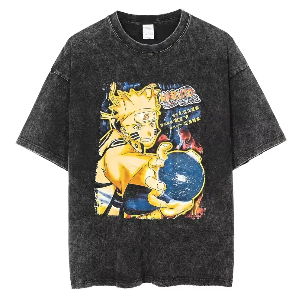 Hip Hop Vintage T-shirt for Men - Japanese Anime Style