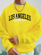 Los Angeles California Printed Men Sweatshirt Winter Fleece Warm Hoodies Korean Loose Crewneck Pullover Hip Hop Male Clothes - cankarfashion
