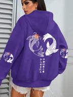 Japanese Koi Harajuku Illustration Prints Women Hoodie Loose Y2K Hoody Multicolor Autumn Hoodies Fleece Soft Woman Sportswear - cankarfashion