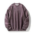 TFETTERS Brand Purple Sweatshirt Mans Suede O Neck Autumn Winter Baggy Men Sweatshirts Casual Long Sleeve 2025 New Male Tops - cankarfashion