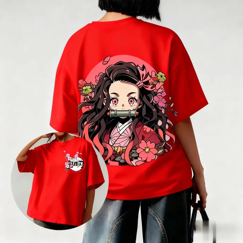Demon Slayer Anime Couple T-shirt - Oversized Fashion