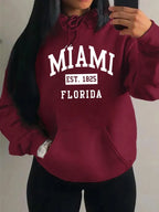 Miami Est 1825 City Art Letter Prints Women Hoodie Pocket Streetwear Harajuku Loose Hoody All-Match Fleece Female Clothing - cankarfashion