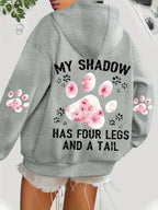 Autumn Womens Hoodies Cute Cat Paw Printing Sweatshirts Warm Fleece Soft Comfortable Pullovers Fashion Loose Female Clothing - cankarfashion