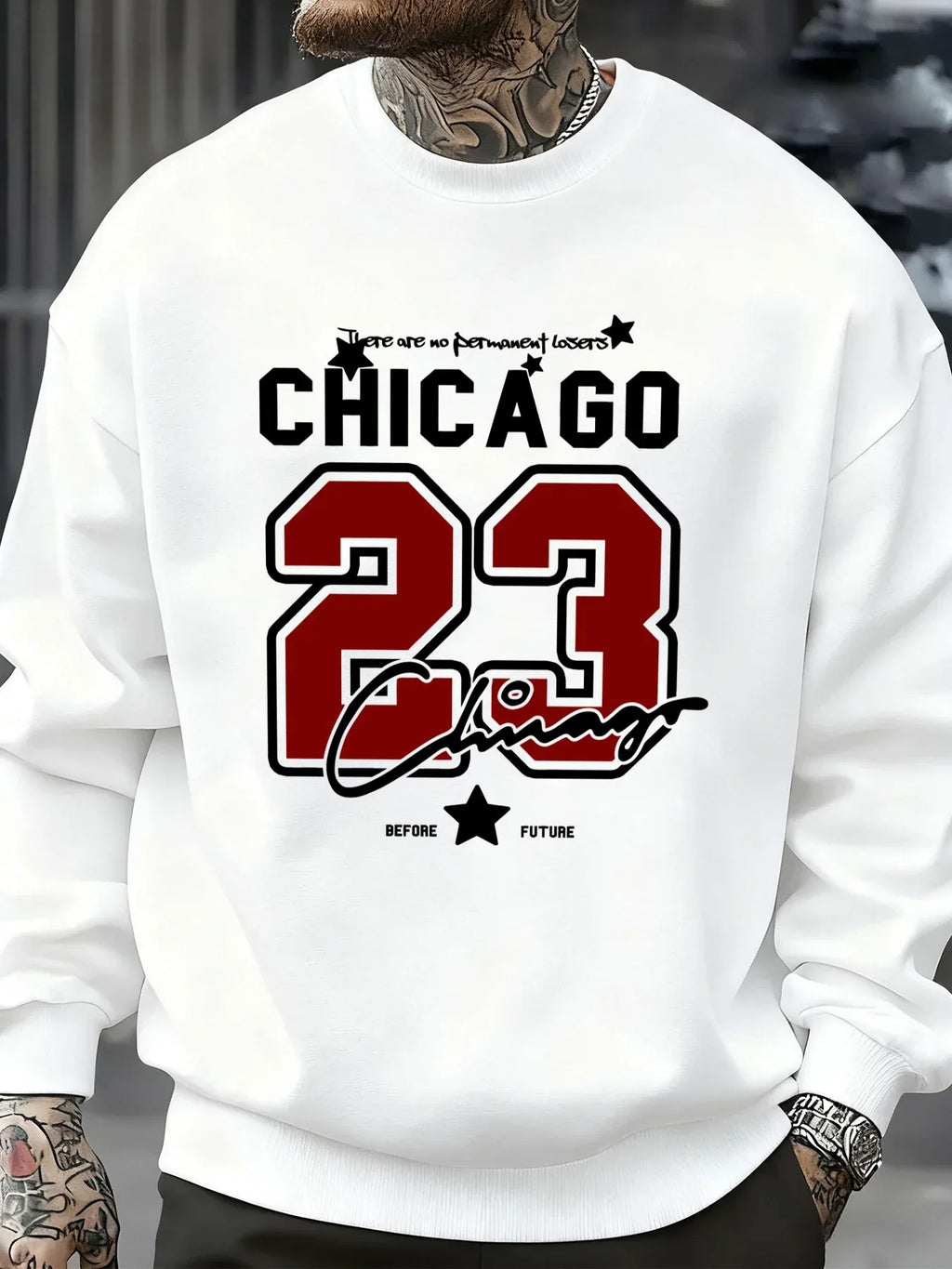 Chicago Number 23 Jersey Prints Male Sweatshirt Trendy Hip Hop Streetwear Crewneck Autumn Clothes Fleece Casual Pullover - cankarfashion