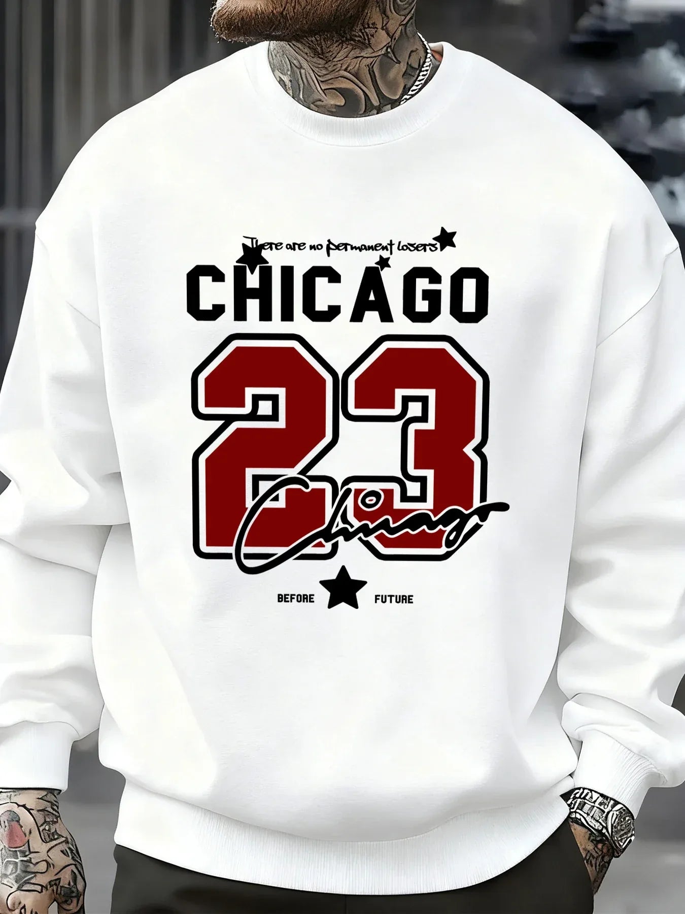Chicago Number 23 Jersey Prints Male Sweatshirt Trendy Hip Hop Streetwear Crewneck Autumn Clothes Fleece Casual Pullover - cankarfashion