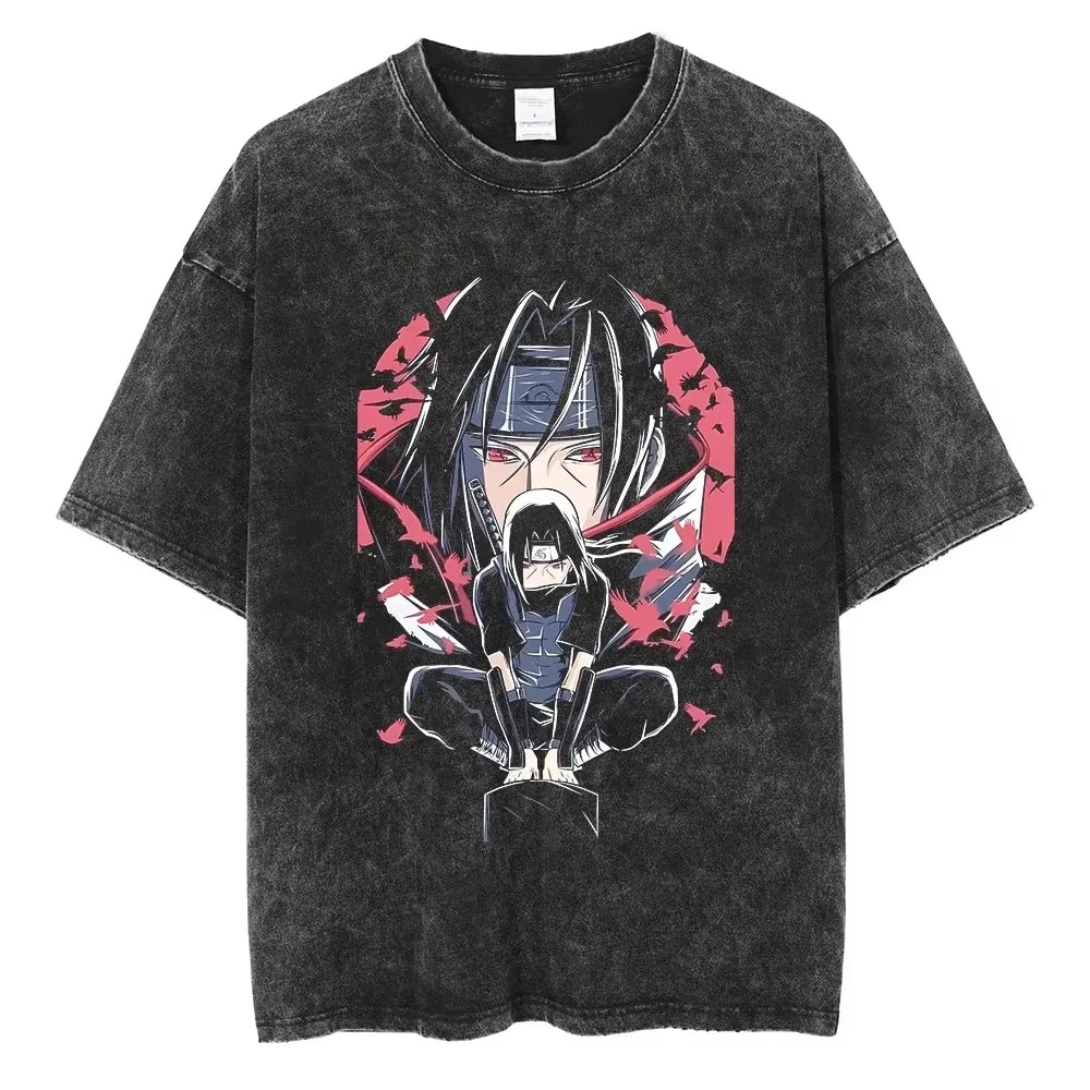 Hip Hop Vintage T-shirt for Men - Japanese Anime Style