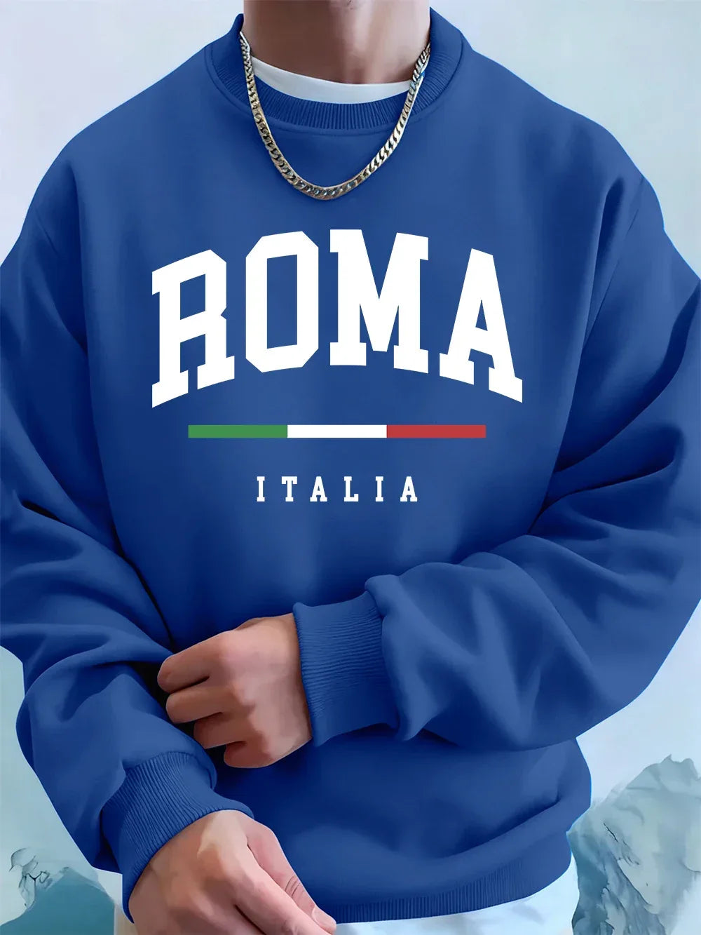 Roma Italia Letter Printing Mens Sweatshirts Winter Crewneck Hoodies Street Fleece Warm Loose Pullovers Casual Men'S Clothes - cankarfashion