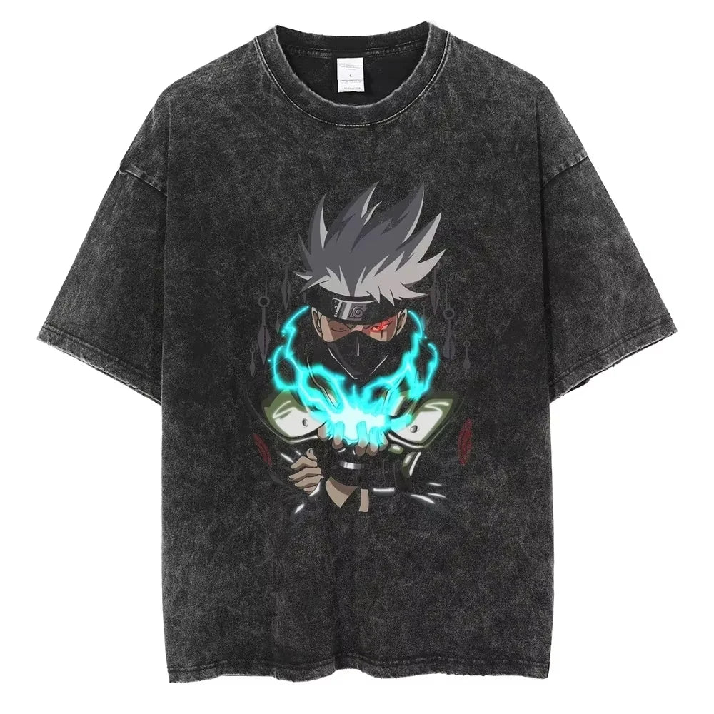 Hip Hop Vintage T-shirt for Men - Japanese Anime Style