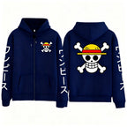 Oversized Luffy Anime Zipper Hoodie for Men & Women
