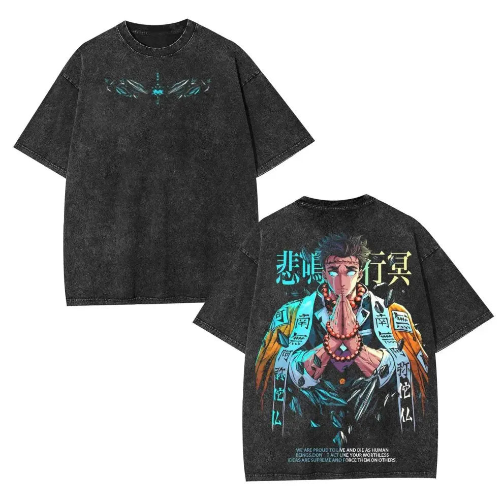 Anime Demon Slayer T-Shirt Vintage Cotton Graphic Tee