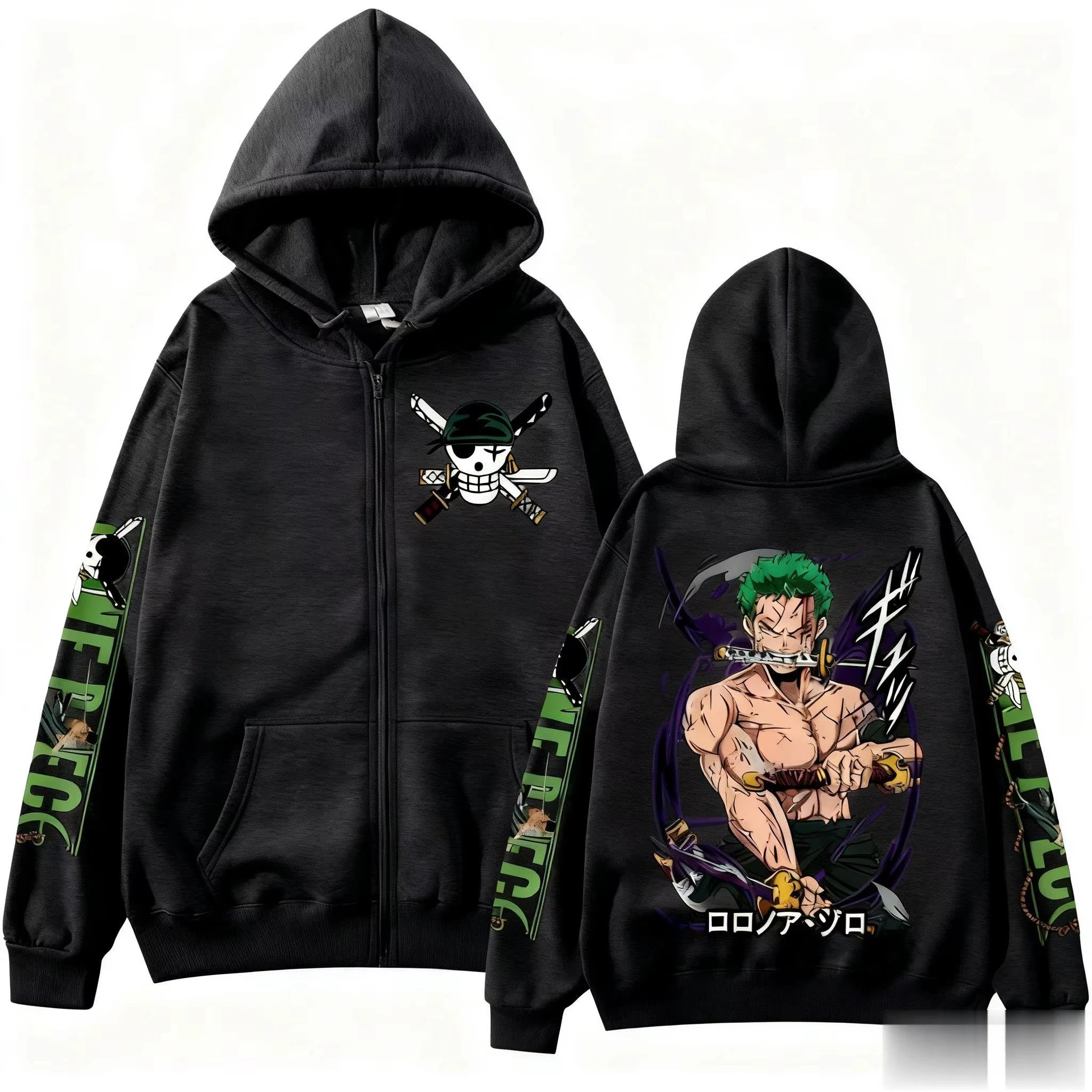 2026 One Piece Zoro Zip Up Hoodie for Men & Women