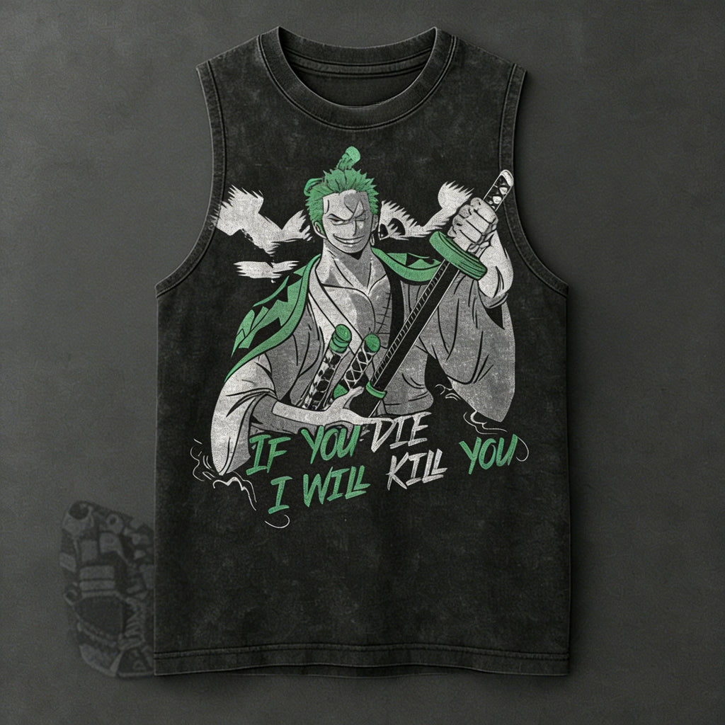 2026 One Piece Zoro Vintage Gym Vest Tank Top