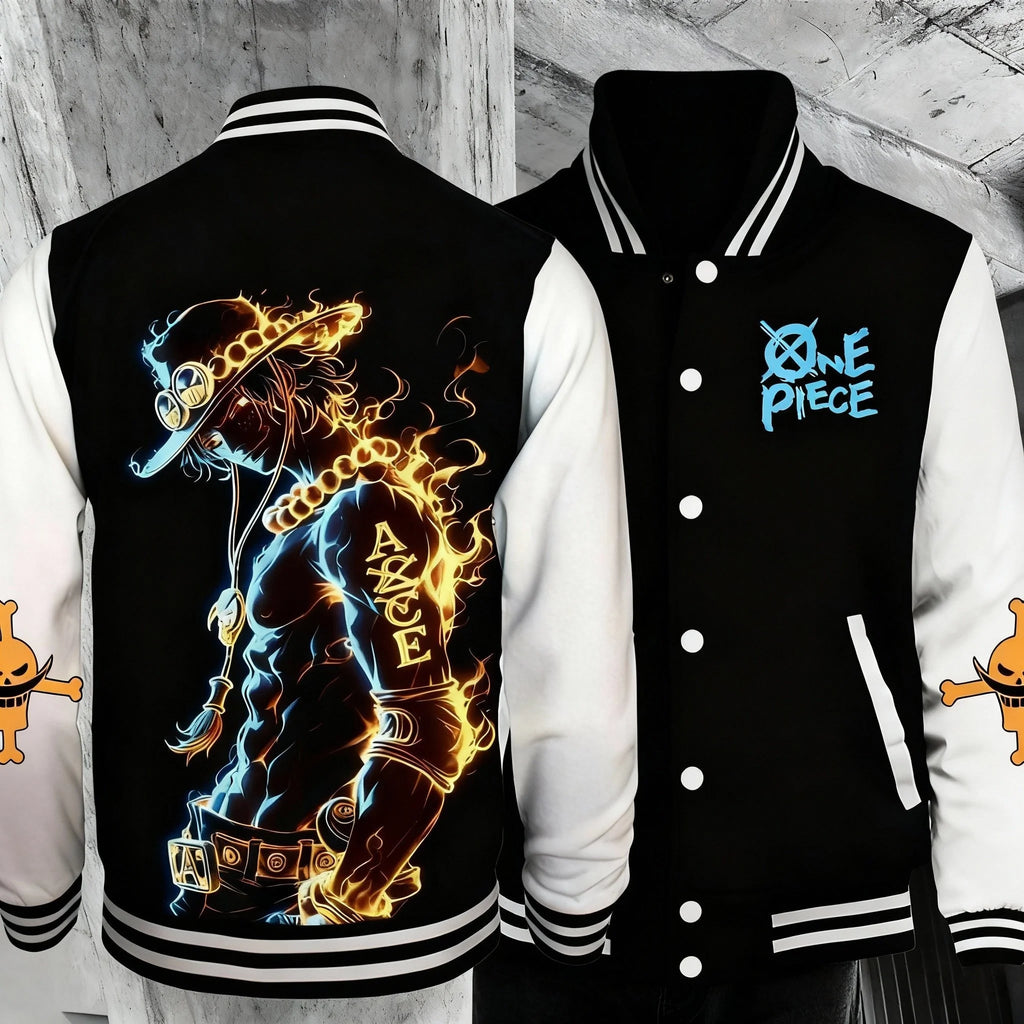 One Piece Ace Character Varsity Jacket