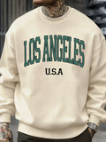 Los Angeles Usa Letter Pattern Men Sweatshirt Casual Oversize Sportswear All-Match Fleece Pullovers Crewneck Fashion Man Tops - cankarfashion