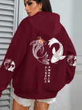 Japanese Koi Harajuku Illustration Prints Women Hoodie Loose Y2K Hoody Multicolor Autumn Hoodies Fleece Soft Woman Sportswear - cankarfashion