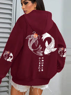 Japanese Koi Harajuku Illustration Prints Women Hoodie Loose Y2K Hoody Multicolor Autumn Hoodies Fleece Soft Woman Sportswear - cankarfashion