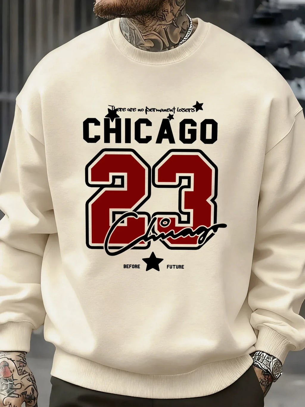 Chicago Number 23 Jersey Prints Male Sweatshirt Trendy Hip Hop Streetwear Crewneck Autumn Clothes Fleece Casual Pullover - cankarfashion