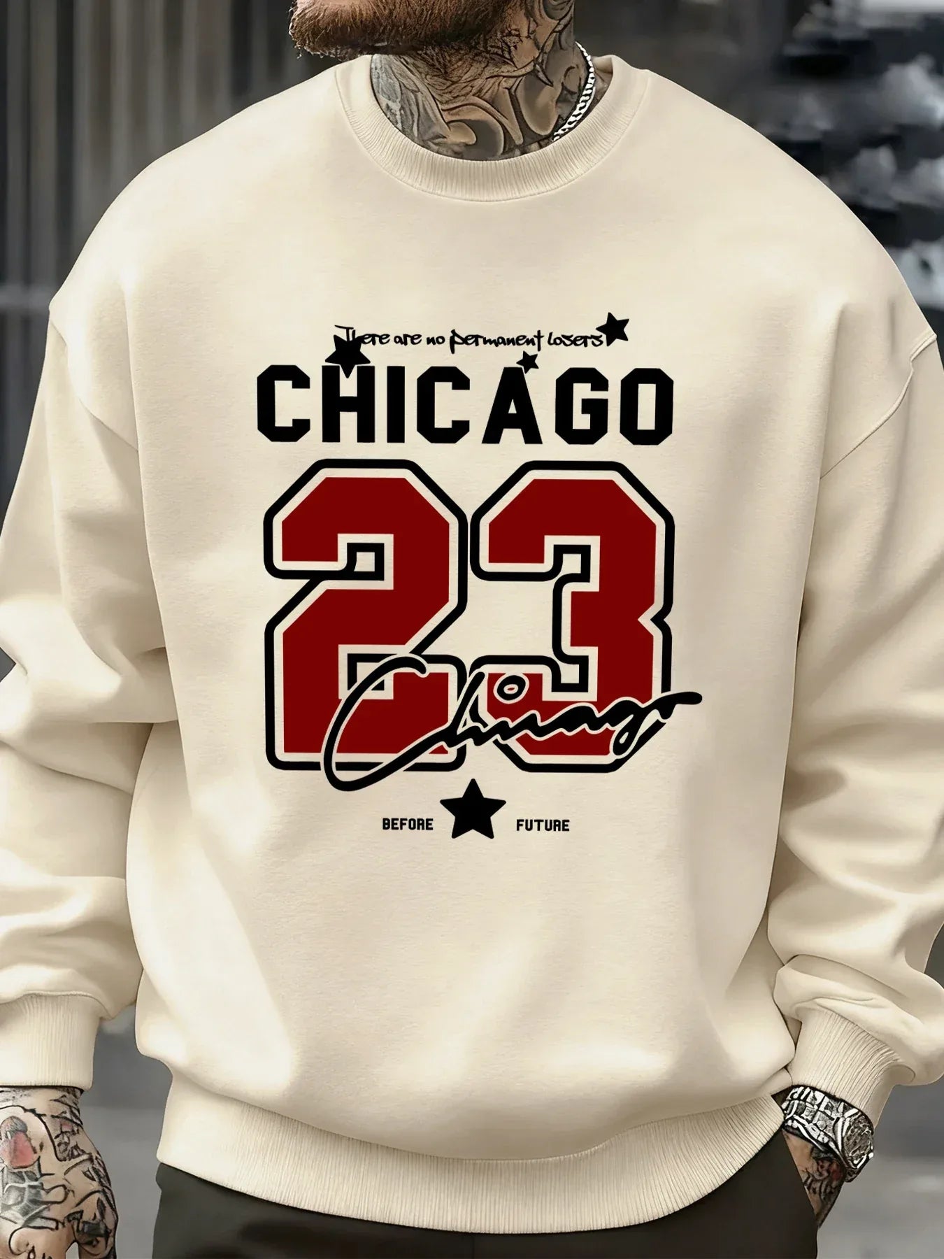 Chicago Number 23 Jersey Prints Male Sweatshirt Trendy Hip Hop Streetwear Crewneck Autumn Clothes Fleece Casual Pullover - cankarfashion