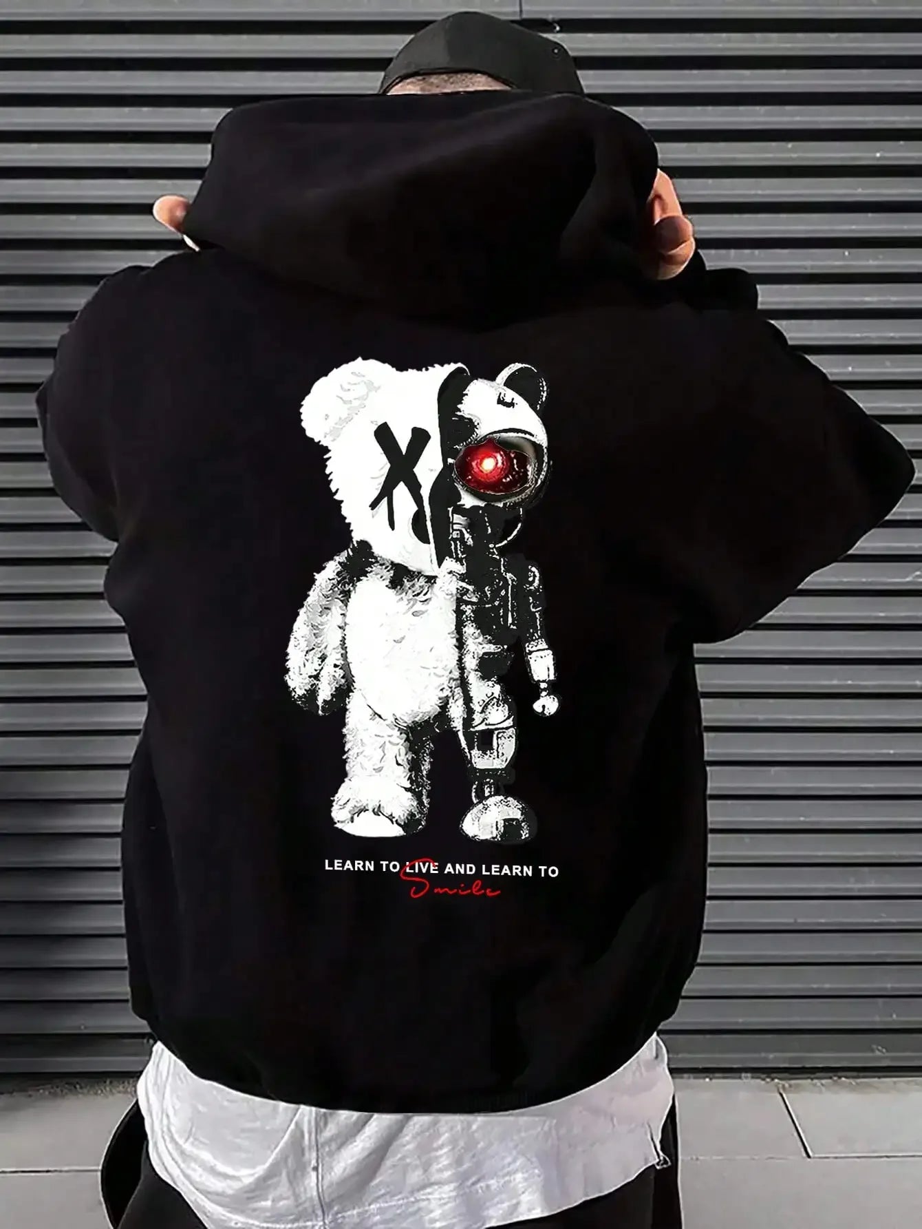 Cartoon Machine Bear Print Pullovers Men Cartoons Creative Hoodie Oversize Fashion Clothing All-Match Autumn Winter Male Hoody - cankarfashion