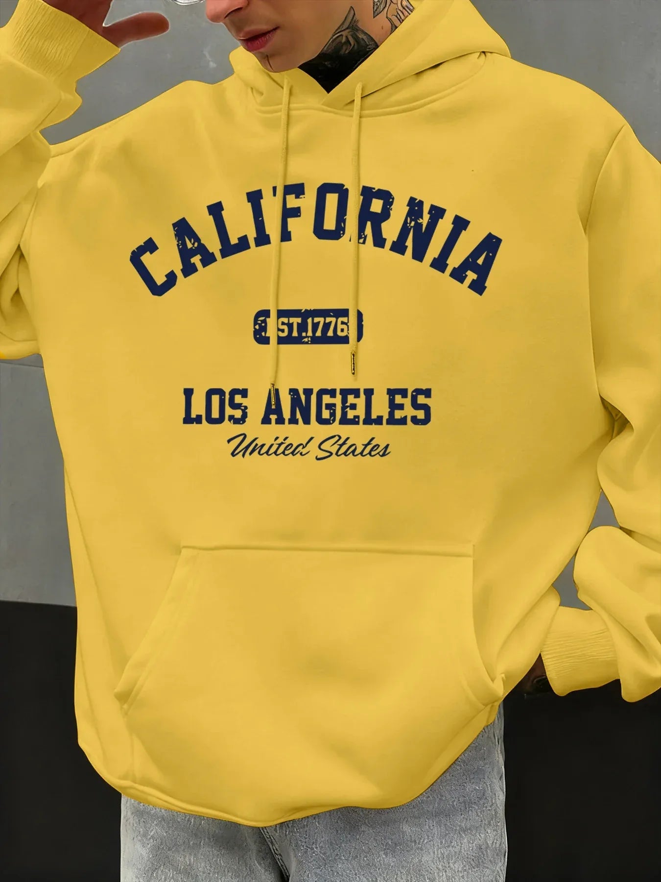 California Los Angeles Prints Male Hoody Hip Hop Multicolor Hoodies Fleece Fashion Pullovers Oversized Pocket Mens Clothes - cankarfashion