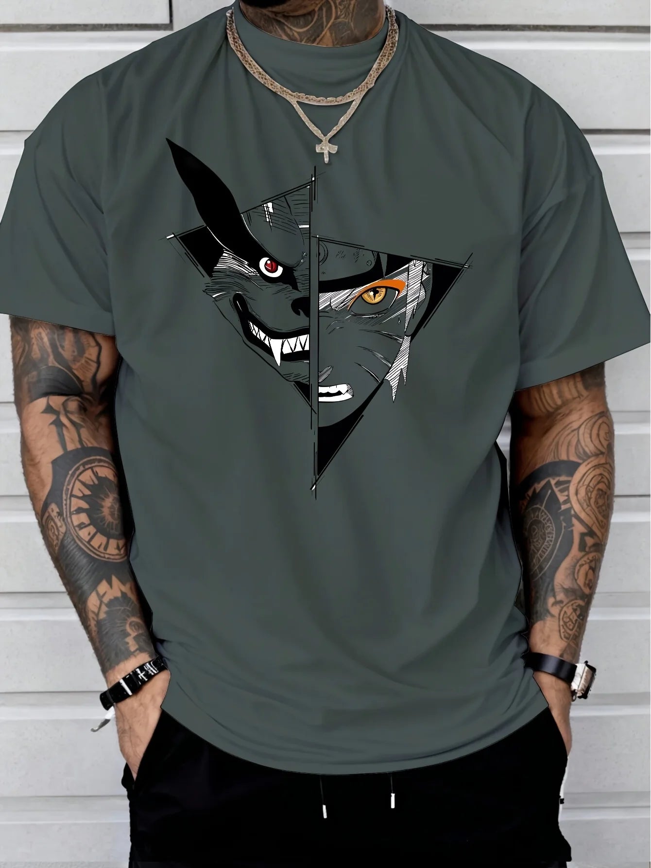 Men's Anime Patterned T-shirt for Casual Summer Wear