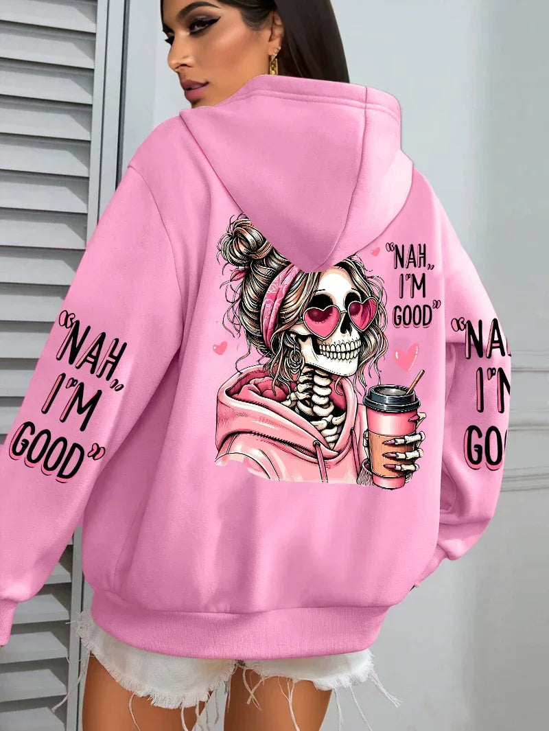 Expensive Talks Back Funny Printing Womens Hoodie Loose Multicolor Pullovers Fleece Autumn Sportswear Casual Pocket Hoody - cankarfashion