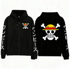 Oversized Luffy Anime Zipper Hoodie for Men & Women