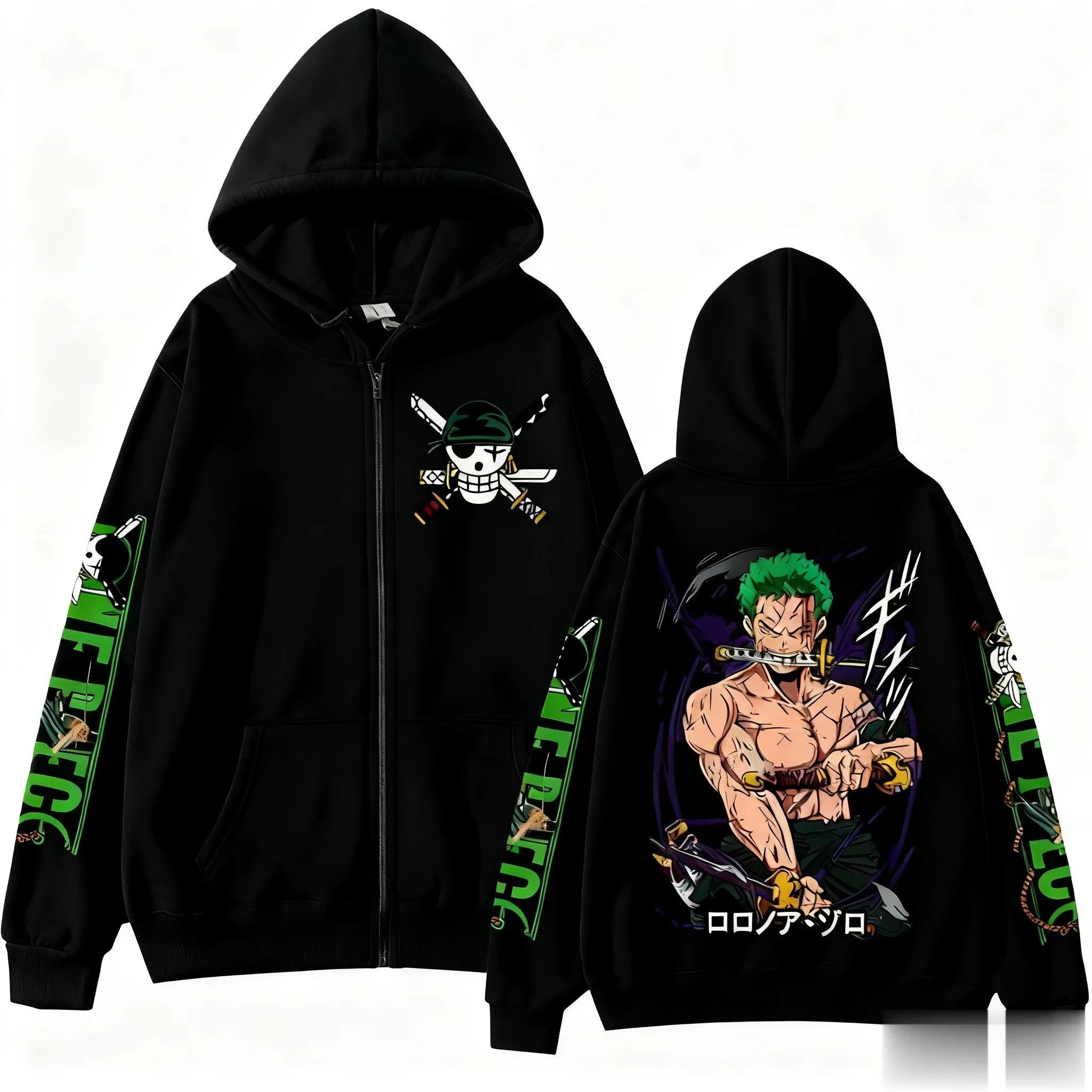 2026 One Piece Zoro Zip Up Hoodie for Men & Women