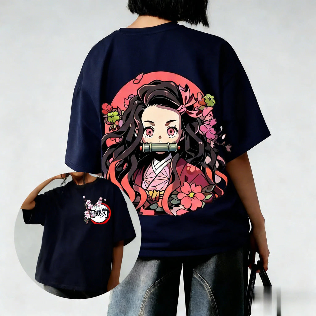 Demon Slayer Anime Couple T-shirt - Oversized Fashion