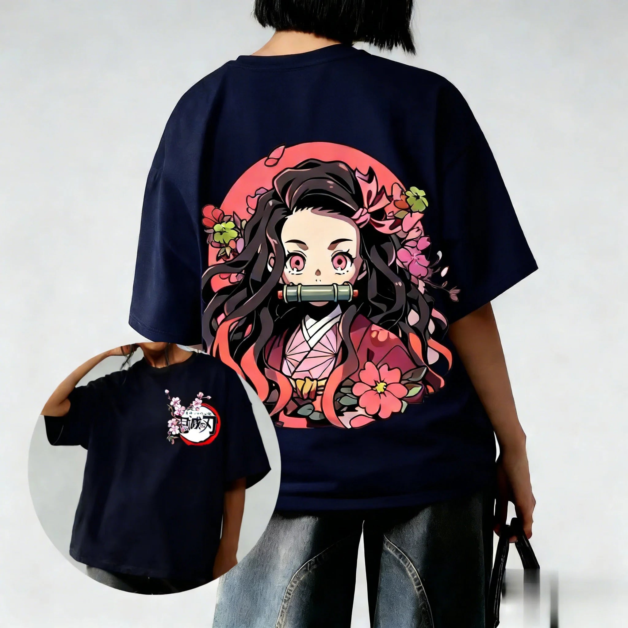 Demon Slayer Anime Couple T-shirt - Oversized Fashion