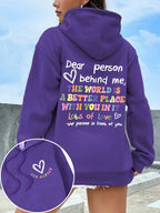 Dear Person Behind Me Hoodie Women Colored Letters Warm Fleece Woman Hoody Fur-liner Spring Autumn Hoodies Y2K Casual Tops - cankarfashion