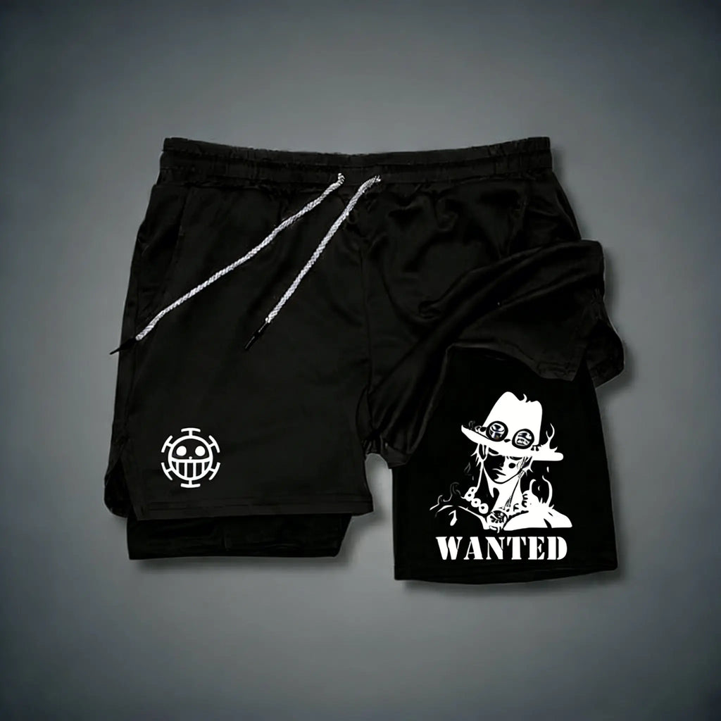 Unisex Luffy Anime 2-in-1 Sportswear Shorts