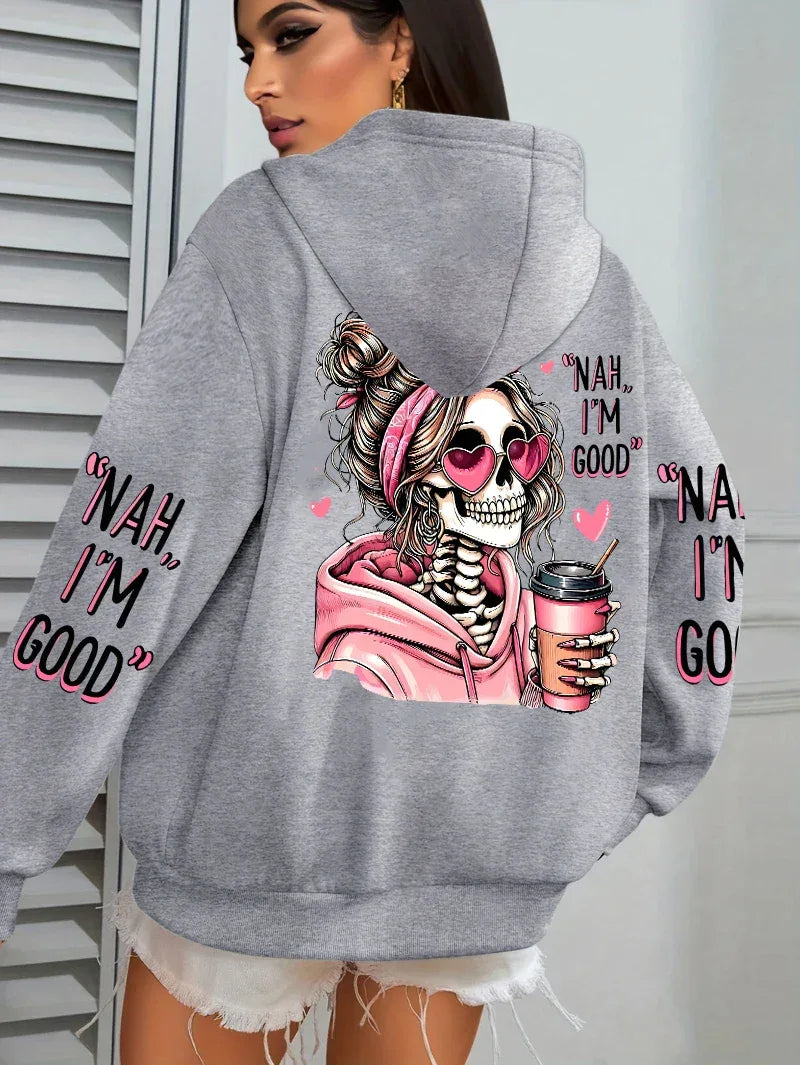 Expensive Talks Back Funny Printing Womens Hoodie Loose Multicolor Pullovers Fleece Autumn Sportswear Casual Pocket Hoody - cankarfashion