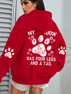 Autumn Womens Hoodies Cute Cat Paw Printing Sweatshirts Warm Fleece Soft Comfortable Pullovers Fashion Loose Female Clothing - cankarfashion