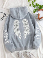 Beautiful Angel Wings Printed Hoodies Women Warm Comfortable Casual Hoodie Fashion Classic Hoody Loose Original Basic Clothes - cankarfashion