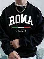 Roma Italia Letter Printing Mens Sweatshirts Winter Crewneck Hoodies Street Fleece Warm Loose Pullovers Casual Men'S Clothes - cankarfashion