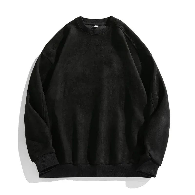 TFETTERS Brand Purple Sweatshirt Mans Suede O Neck Autumn Winter Baggy Men Sweatshirts Casual Long Sleeve 2025 New Male Tops - cankarfashion
