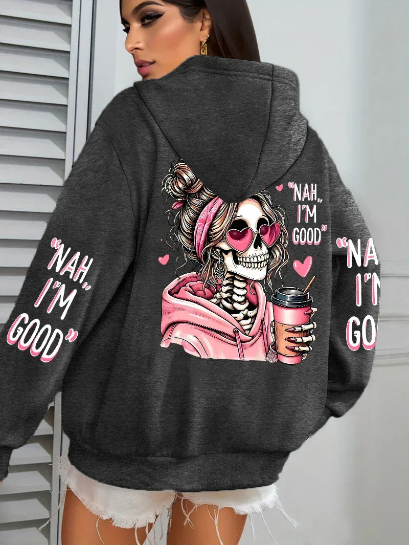 Expensive Talks Back Funny Printing Womens Hoodie Loose Multicolor Pullovers Fleece Autumn Sportswear Casual Pocket Hoody - cankarfashion