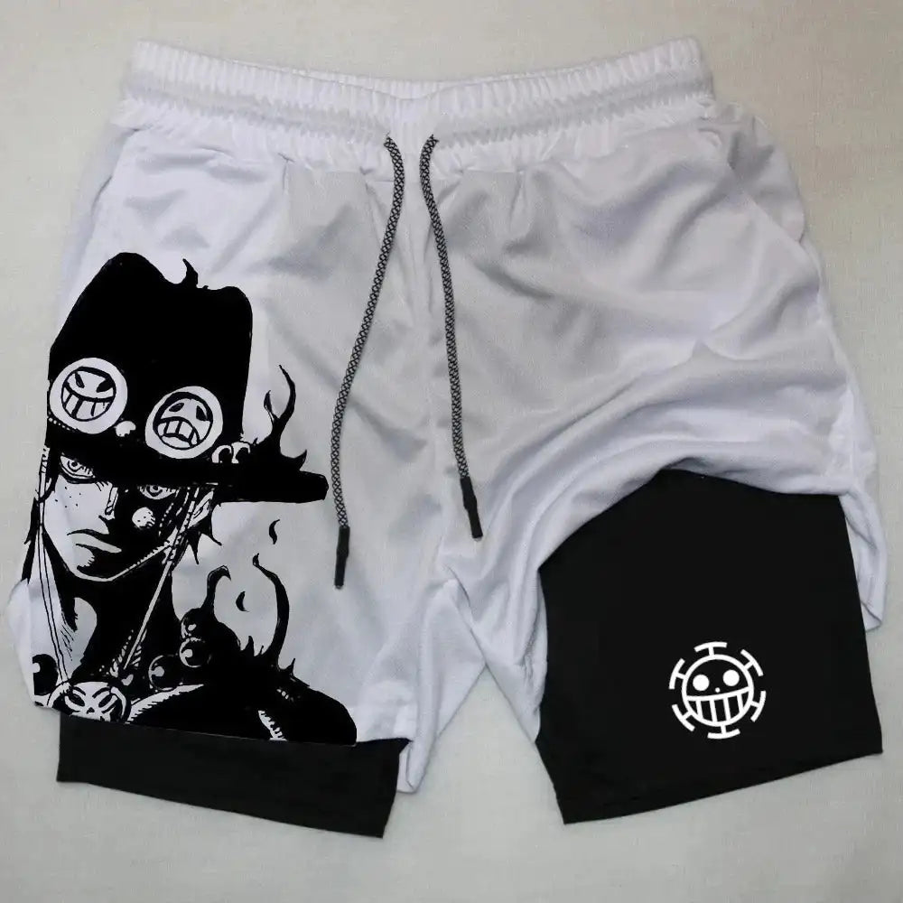 Unisex Luffy Anime 2-in-1 Sportswear Shorts