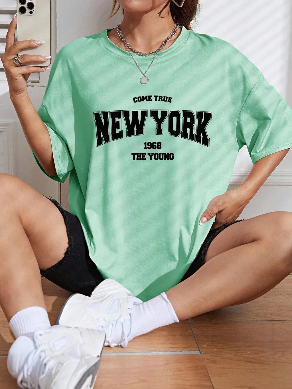 When 1968 The New York Is Young Cotton Woman Tshirts Oversize Daily Tshirts Creativity Streettshirt Individual Casual Clothes - cankarfashion