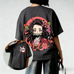 Demon Slayer Anime Couple T-shirt - Oversized Fashion