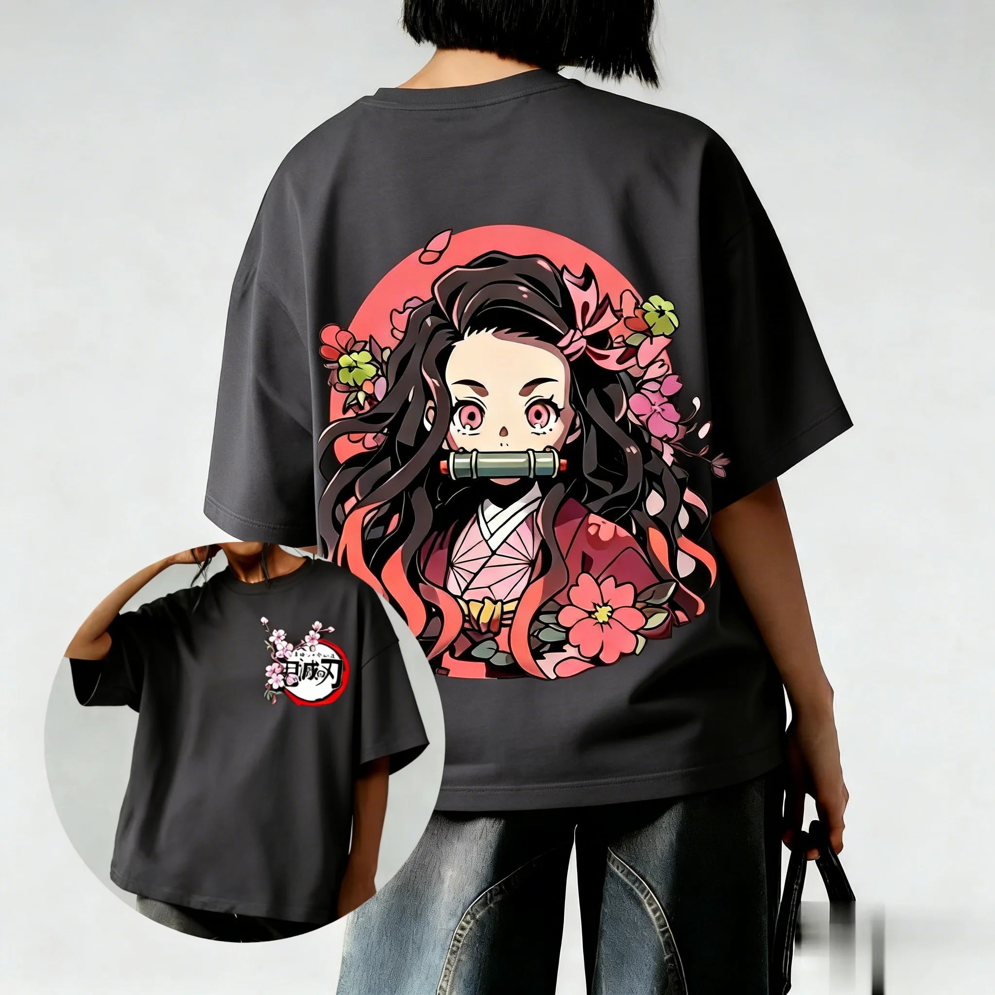 Demon Slayer Anime Couple T-shirt - Oversized Fashion