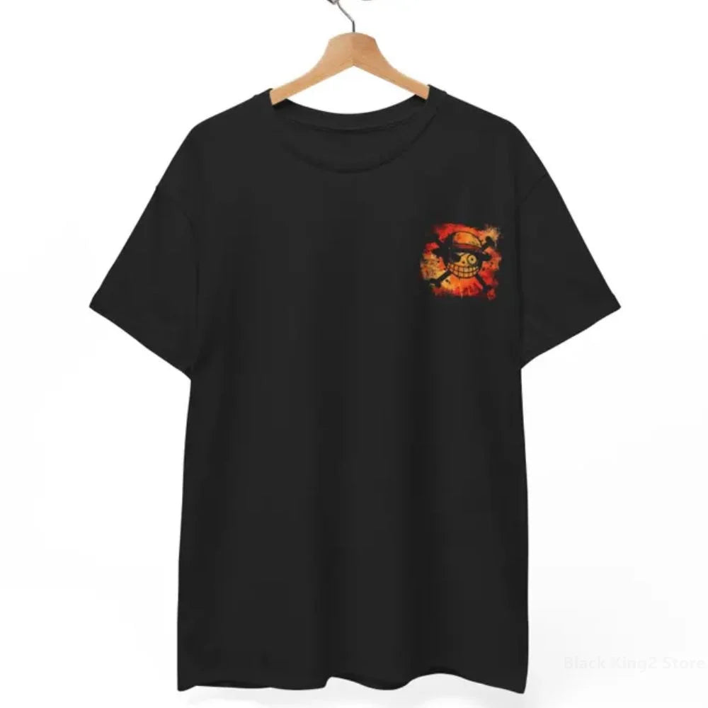 One Piece Luffy Anime Vintage Cotton T-Shirt for Men