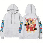 Anime Print Zip Up Hoodie for Men & Women