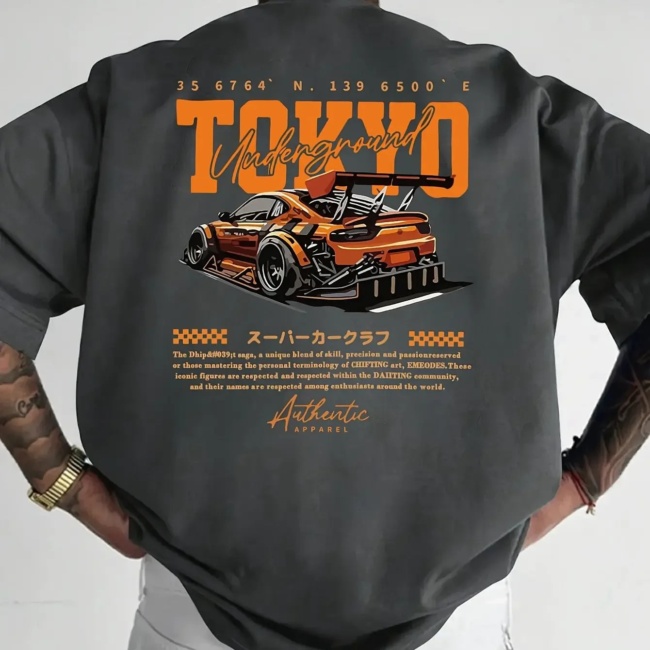 Men's Summer 100% Cotton Fashionable Casual Loose Large Size Japanese Tokyo Pattern Printed Round Neck Short Sleeve T-shirt Top - cankarfashion