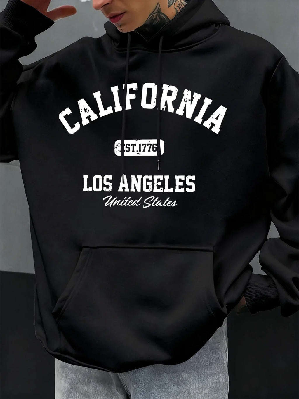 California Los Angeles Prints Male Hoody Hip Hop Multicolor Hoodies Fleece Fashion Pullovers Oversized Pocket Mens Clothes - cankarfashion