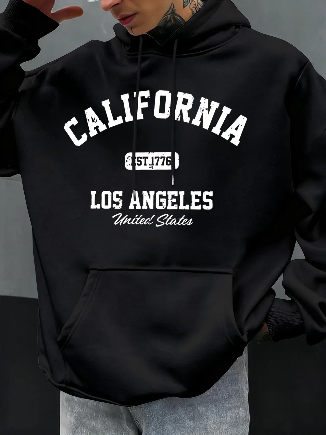 California Los Angeles Prints Male Hoody Hip Hop Multicolor Hoodies Fleece Fashion Pullovers Oversized Pocket Mens Clothes - cankarfashion