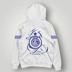 Inter Milan Dragon Crest Hoodie - Minimalist Blue IM Logo Pullover - White Nerazzurri Streetwear with Patterned Sleeves