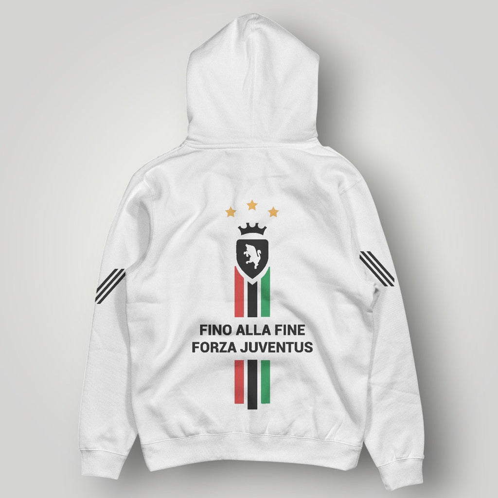 Juventus F.C. Inspired Black Hoodie - Italian Heritage Vertical Stripe Streetwear