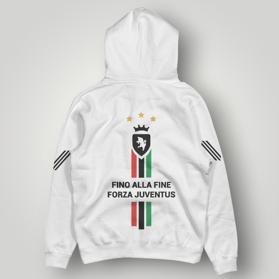 Juventus F.C. Inspired Black Hoodie - Italian Heritage Vertical Stripe Streetwear